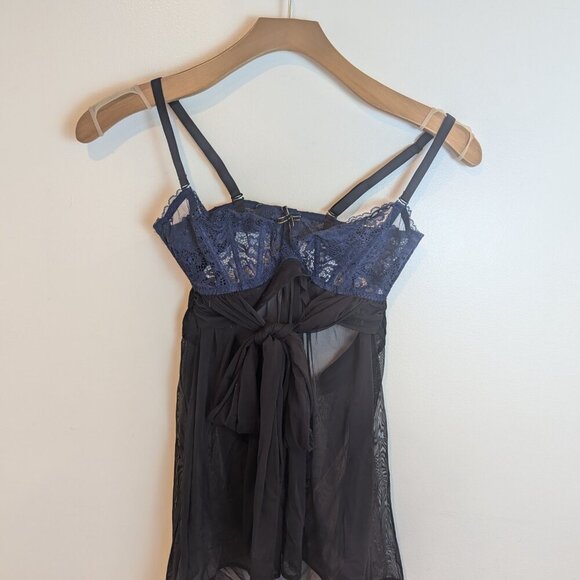 Adore Me Ove Unlined Babydoll in Navy/Black, Sz 34DD - Picture 1 of 3